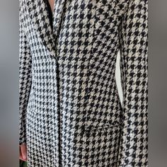 Brand New Tweed, Houndstooth, Blazer Dress From Zara. Shoulder Pads To For Bold Shape Zipper On The Side Pokets On Front Size: Large Runs Small Through The Hips Would Work Well For Sizes 4, 6, And 8 Fitted Houndstooth Tweed Dress, Chic Long Sleeve Houndstooth Tweed Dress, Winter Workwear Tweed Dress With Houndstooth Pattern, Elegant Spring Tweed Jacket With Houndstooth Pattern, Winter Workwear Houndstooth Tweed Dress, Elegant Plaid Tweed Dress For Formal Occasions, Fall Houndstooth Tweed Dress For Work, Winter Houndstooth Tweed Dress For Work, Fitted Tweed Dress With Houndstooth Pattern For Formal Occasions