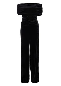 Off-the-shoulder velvet jumpsuit with wide legs for a chic party look. Perfect for Christmas parties and nights out. Occasion Dresses Wedding Guest, Work Wear Outfits, Petite Jumpsuit, Velvet Jumpsuit, Petite Coat, Lace Skater Dress, Smart Dress, Chic Party, Tall Clothing