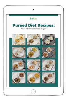 a tablet with the cover of a book titled pured diet recipes, which includes pictures of