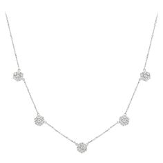 2.01 Carat Diamond Necklace G SI 14K White Gold 100% Natural Diamonds, Not Enhanced in any way Round Cut Diamond by the Yard Necklace 2.01CT G-H SI 14K White Gold, Pave style 3.70 gram 5/16 inches in height 35 stones ALL OUR ITEMS ARE AVAILABLE TO BE ORDERED IN 14K WHITE, ROSE OR YELLOW GOLD UPON REQUEST. All Chains of Pendants and Necklaces Can be Requested in 16'' or 18'' Length. . This item is proudly handcrafted in the USA. Perfect gift on any occasion. This Item has passed highest quality i Luxury Flower Shaped Necklace With Brilliant Cut, Luxury Flower Necklace With Brilliant Cut, Luxury Flower-shaped Necklace With Brilliant Cut, Luxury Flower-shaped Brilliant Cut Necklace, White Gold Flower-shaped Necklace With Brilliant Cut, White Gold Flower Shaped Necklace With Brilliant Cut, Formal White Gold Necklace In Flower Shape, Formal White Gold Necklace With Flower Shape, Formal White Gold Flower-shaped Necklace