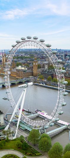 an aerial view of the london eye