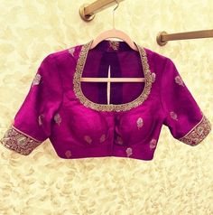 Hand embroidered ready made saree blouse / crop top/stitched saree blouse usa / purple pink saree blouse/ hand embroidered blouse/zardosi blouse/pink  saree blouse/ pure silk blouse/ magenta pink maggam work blouse        It is very true that a perfect blouse is the one which makes your saree look stand out !! If you find one of such a style that you have been wanting to have then dont let it go !! we carry such unique trending blouses that instantly add a stylish look to any saree !!     Well.. Benares Saree Blouse Designs, High Neck Blouse Designs, Zardosi Blouse, Embroidery Blouse Saree, Lace Blouse Styles, Hand Embroidery Blouse, Pink Saree Blouse, Reception Hairstyles, Saree Blouse Design