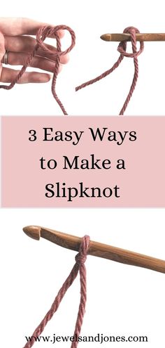 image shows a hand that has yarn and a crochet hook. How To Crochet Slip Knot, Slipknot For Crochet, How To Crochet For Beginners Slip Knot, Slip Not Crochet, Slipknot Crochet Tutorial, How To Make A Slipknot Crochet, Crochet Slip Knot How To Make, How To Do A Slip Knot Crochet, How To Make A Slipknot