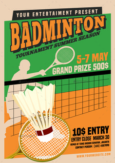 an advertisement for badminton tournament on the tennis court