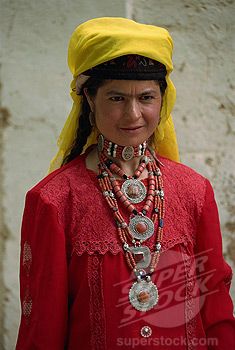 China | Tajik woman in traditional dress, Tashkurgan, Xinjiang | ©Robert Harding Picture Library Tajik Clothes, Xinjiang China, Traditional Chic, Folk Dress, Traditional Costume, Traditional Fashion