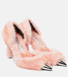 Find Area Dagger Faux Fur-trimmed Pumps on Editorialist. Upper: fabric. Lining: leather. Sole: fabric insole, leather sole. Toe shape: pointed toe. Made in Italy. Includes: shoe box, dust bags. Designer color name: Orange Pink. Pink Fur Clothes, Pink Corset Fur, Pink Fur Heels, Saint Laurent Fur Heels, Faux Fur Heels, Fur Sandals, Shoes Chunky, Fur Heels, Fur Decor