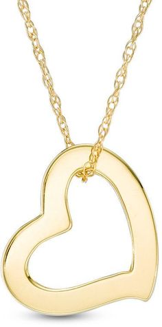 Zales Tilted Heart Pendant in 14K Gold Sweet Love Story, Sweet Love, Love Is Sweet, Rope Chain, Spring Rings, Heart Pendant, Love Story, Gold Necklace, Make Your