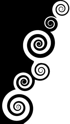 black and white spirals on a white background