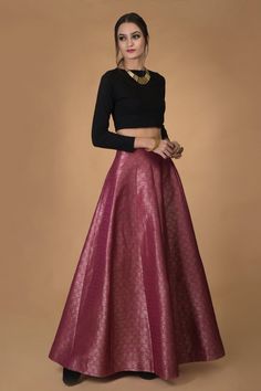 Buy Silk Brocade Lehenga Set by Talking Threads at Aza Fashions Brocade Lehenga Skirt, Long Skirts Indian Ethnic, Brocade Skirt And Top, Ethnic Skirt Outfit, Ethnic Skirt And Top, Long Skirt Outfits Indian, Traditional Skirt And Top, Brocade Skirts, Skirt And Top Indian