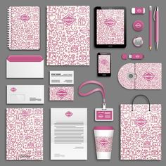 the stationery is designed to look like it has pink and white designs on it