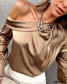 Color: champagne, Size: XL Champagne Clothes, Casual White Dress, Drawstring Top, Cold Shoulder Long Sleeve, Elegant Blouses, Blouse Material, Women Long Sleeve Tops, Puff Sleeve Blouse, Spring Tops