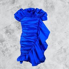 Nbd Tiana Ruffled Strapless Dress - Blue Oversized Ruffle Detail At Bust, Waterfall Trim Back Zip Closure With Fully Lined Body Poly Taffeta Construction Form Flattering Body Conscious Fit Ruched Detailing Throughout Never Worn, New $248 Retail Sold Out Style Yes We Bundle! We Cannot Advise On Sizing Or Fit, Thank You Nbd Revolve Norma Kamali 2559 Royal Blue Ruffled Evening Dress, Blue Spring Dresses With Folds, Blue Summer Dresses With Folds, Blue Summer Dress With Folds, Chic Blue Dresses With Folds, Blue Sleeveless Dress With Folds, Sleeveless Blue Dress With Folds, Strapless Ruffle Dress, Revolve Dresses