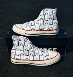 Ghoul Gang White High-Top Converse – BlvdCustom Custom Boots Paint, Fun White Sneakers With Custom Artwork, White Custom Sneakers With Artwork And Round Toe, Custom Sneakers With White Round Toe And Artwork, White Fun Custom Sneakers With Round Toe, Fun White Custom Sneakers With Round Toe, Fun White Custom Sneakers With Rubber Sole, Fun Custom White Sneakers With Rubber Sole, White Custom Sneakers With Rubber Sole