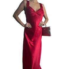 Calvin Klein Red Satin Halter Tuxedo Dress 90's Formal Dress, Satiny Soft Fabric, Bust: 34"-86cm, Waist:32"81cm,Leight: 60"1.52cm Top Of Shoulder Strap To Hem Front_:12.5"32cm Top Of Shoulder Strap To Hem Back_ New Without Tags Red Ruched Satin Evening Dress, Fitted Red Satin Maxi Dress, Red Satin Midi Dress For Formal Occasions, Red Sheath Maxi Dress For Evening, Red Silk Maxi Dress With Fitted Bodice, Red Sheath Maxi Dress For Formal Occasions, Red Fitted Lined Maxi Dress, Fitted Red Lined Maxi Dress, Fitted Lined Red Maxi Dress