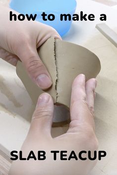 someone is making a slab teacup out of clay and then using it to make something else