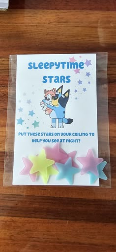 there is a card with stars on it