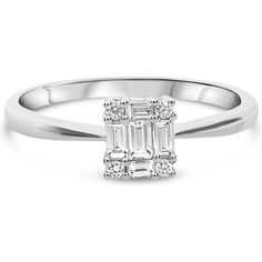 Roman & Jules 14K White Gold Baguette and Round Diamond Ring - 0.19 Carat Total Diamond Weight Diamond Baguette Ring, Diamond Baguette, Baguette Diamond Rings, Diamond Color Grade, Baguette Ring, Diamond Birthstone, Round Diamond Ring, Tennis Necklace, Diamond Settings