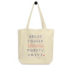 Say goodbye to plastic, and bag your goodies in this organic cotton tote bag. There's more than enough room for groceries, books, and anything in between.  This also makes an excellent gift to your favorite Teacher! * 100% certified organic cotton 3/1 twill * Fabric weight: 8 oz/yd² (272 g/m²) * Dimensions: 16″ × 14 ½″ × 5″ (40.6 cm × 35.6 cm × 12.7 cm) * Weight limit: 30lbs (13.6 kg) * 1″ (2.5 cm) wide dual straps, 24.5″ (62.2 cm) length * Open main compartment Favorite Teacher, Teacher Favorite Things, Cotton Tote Bag, Cotton Tote Bags, Grammar, Fabric Weights, Alphabet, Reusable Tote Bags, Organic Cotton