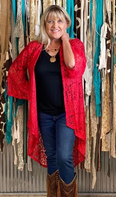 These kimonos make a great statement piece for you. Can be worn all year- just pair with your favorite dress or jeans & a T shirt! The ways to style it are endless. Small 6-8 Medium 10-12 Large 14-16 XL 18-20 2X 22-24 3X 24-26 Fitted Red Summer Kimono, Red Long Sleeve Kimono For Spring, Fitted Red Kimono For Spring, Red Open Front Kimono For Spring, Red One-size Kimono For Spring, Spring Red Open Front Top, Red Open Front Top For Spring, Red Open Front Tops For Spring, One Size Red Kimono For Fall