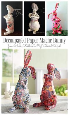 paper mache bunny made from plastic bottles