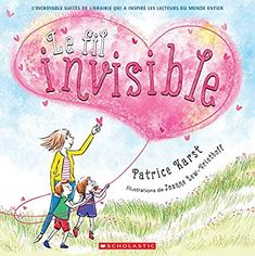 the invisible string book cover with an illustration of two children flying a kite