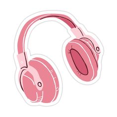 pink headphones sticker on a white background