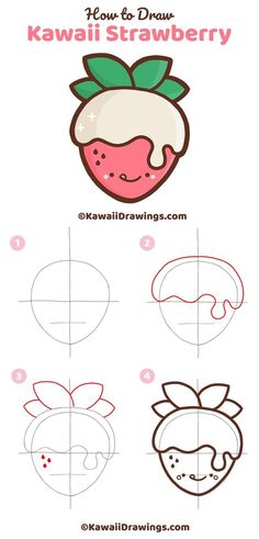 how to draw kawai strawberry for kids