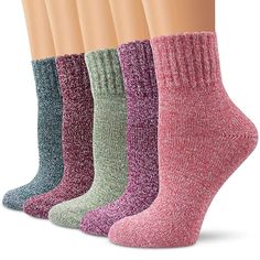 PRICES MAY VARY. High Quality : Womens warm socks are made of high quality material Wool, Cotton blend , Polyester. This winter socks is very soft, breathable, durable and will keep your feet comfortable and warm. The wool socks provide you the better quality, It's very worth to have them, Please be assured purchase. Size & Care : 5 pack Womens wool socks come is a standard US SIZE that fit shoe sizes from US 5 - 9, so everyone can enjoy these colorful, fashion socks. Please do not iron them and Womens Wool Socks, Knit Wool Socks, Soft Sock, Winter Socks, Socks For Women, Warm Socks, Thick Socks, Vintage Soft, Vintage Winter