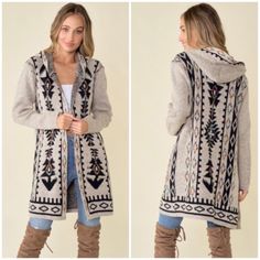 Sweater Long Sleeve Hooded Open Long Cardigan With Aztec Rainbow Jacquard Pattern. Material: Acrylic Our Boutique Is Filled With A Curated Collection Of Styles: Spell Gypsy Boho Bohemian Hippie Retro Vintage Handmade Coachella Festival Free People Anthropologie Johnny Was Urban Outfitters Western Aztec Tribal Floral Vacation Fall Winter Spring Summer Casual Mumu Cocktail Love Lemons Coat Cozy Fit Soft Knit Hooded Outerwear, Cozy Fit Hooded Soft Knit Outerwear, Cozy Jacquard Knit Cardigan For Fall, Casual Jacquard Knit Sweater Coat For Fall, Casual Jacquard Knit Outerwear For Fall, Soft Knit Hooded Outerwear For Cold Weather, Hooded Soft Knit Cardigan For Cold Weather, Cozy Jacquard Knit Sweater Coat, Cozy Jacquard Knit Winter Cardigan