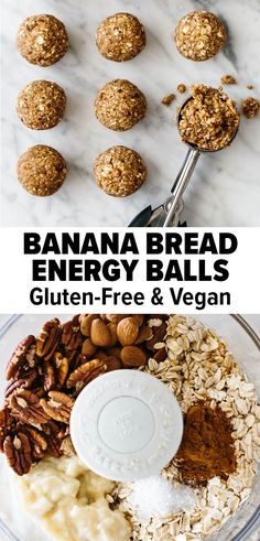 banana bread energy balls in a blender with ingredients to make them