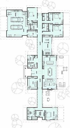 the floor plan for an apartment building with three floors and two living areas in it