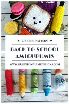 crochet pattern for back to school amigurmuss with text overlay