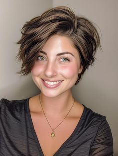 Best Short Hairstyles for Chubby Faces – Top Cuts and Styles Pixie For Double Chin, Flattering Short Hair For Plus Size, Short Hairstyles For Growing Out Hair, Short Hair For 30 Year Old Women, 50 Year Old Pixie Haircut, Pixie Hairstyles Plus Size Round Faces, Hair Cuts For Full Face Shape, Pixie Bob For Round Face, Double Chin Short Hair