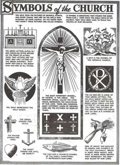 an advertisement for symbols of the church