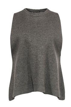 Current Boutique-Eskandar - Olive Green Wool Sleeveless Sweater w/ Crew Neckline Sz S Fall Crew Neck Tank Top, Cashmere Crew Neck Knit Top For Layering, Fall Crew Neck Vest, Casual Sleeveless Cashmere Tops, Sleeveless Cashmere Top For Layering, Fine Knit Crew Neck Tank Top For Layering, Crew Neck Fine Knit Sweater Vest For Layering, Chic Crew Neck Sweater Vest For Layering, Stretch Crew Neck Sweater Vest For Layering