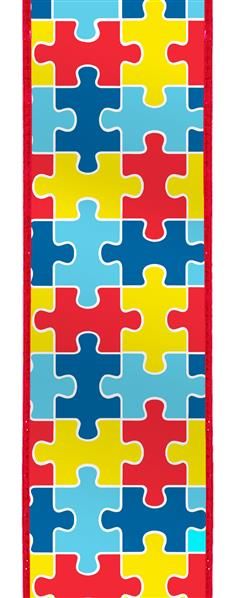 Autism Awareness Puzzle Piece Wired Ribbon : Red Yellow Blue - 2.5 Inches x 10 Yards (30 Feet) Rock Chalk, Color Puzzle, Wreath Supplies, Puzzle Piece, Wreath Bow, Awareness Ribbons, Wired Ribbon, Puzzle Pieces, Yellow Blue