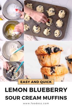 lemon blueberry sour cream muffins are easy and quick to make with just a few ingredients