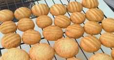 some cookies are cooling on a wire rack