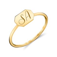 This dainty 14k initial ring can be engraved with your initials or your favorite person's. It's a keepsake that will last a lifetime. Sustainable 100% Recycled Gold Made in Los Angeles All personalized, initial and custom pieces are non-refundable Custom Gold Jewelry, Personalized Gold Jewelry, Mom Ring, Letter Ring, Gold Gifts, 14k Rose Gold Ring, Initial Ring, Custom Name Necklace, Personalized Rings