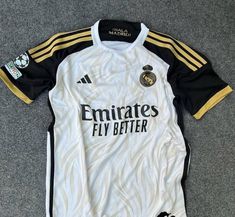 the jersey worn by real madrid is on display