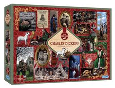 a puzzle box with an image of people and animals on it's sides, including the words charles dickens