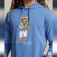 Polo Bear Surf Palm Trees Hooded T Shirt By Ralph Lauren Mens Size Large New Without Pricetag Retail $90+ Polo Bear, Ralph Lauren Mens, Long Sleeve Jersey, Ralph Lauren Shirt, Big & Tall, Polo Ralph Lauren Mens, Model Height, Long Sleeve Hoodie, Palm Trees