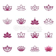 lotus flower icon set on white background