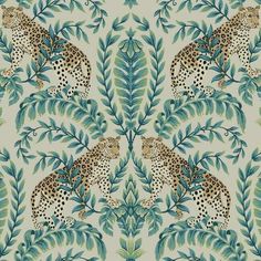 Jungle Leopard Wallpaper in Taupe from the Ronald Redding 24 Karat Collection by York Wallcoverings Jungle Animal Wallpaper, 19 Wallpaper, Victorian Eclectic, Wallpaper Book, Paint Wallpaper, Teal Wallpaper, Modern Muse, Tropical Wallpaper, Wallpaper Red