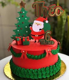 a christmas cake with santa clause on top