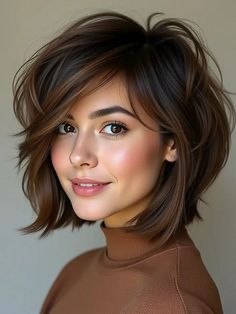 Medium Hair Color Ideas, Middle Part Short Hair, Bob With Middle Part, Curtain Bangs Haircut Ideas, Medium Layered Bob Haircuts, Hairstyle With Layers, Mid Length Hair Styles, Curtain Bangs Haircut, Bangs Haircut Ideas