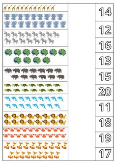 the numbers 1 - 10 with elephants and giraffes are shown in this worksheet