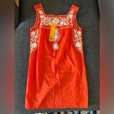 Nwt. Bright Color Dress. Fits Size 2. Poppy Red Color , 100% Cotton. Red Sheath Dress For Summer, Orange Sleeveless Dress For Holiday, Bright Color Dress, Amara Dress, Bright Color Dresses, Tory Burch Dress, Silk Shift Dress, Poppy Red, Bow Detail Dress