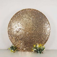 This Payette sequin round backdrop stand cover will help you set the scene for your parties, weddings, birthdays, bridal showers and events. Featuring a metallic look on both sides, this circle backdrop cover will add sparkle to your round backdrop stand or wedding arch decorations. Perfect for creating a customized party banner, photo booth decor, background for a video shoot or addition to your digital photography studio setup. The possibilities are endless! Match it with your LED lights, ball Budget Event Decor, Sparkly Photo Backdrop, Large Scale Event Decor, Metal Circle Backdrop, Christmas Wedding Photo Booth, 70th Birthday Party Themes For Women, Gala Photo Backdrop, Great Gatsby Party Decor, Masquerade Ball Theme Decoration