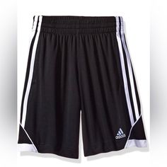 Adidas Boys Mesh Athletic Shorts Ah5266 Climalite Black White Kids Size 4. New With Tag. Elastic Waistband Pull-On White 3-Stripe Climalite- Stay Dry & Comfortable No Drawstring, No Pockets Closed Mesh Fabric Material 100% Polyester Imported V-88 Black Adidas Sports Bottoms, Adidas Black Sports Bottoms, Black Three Stripes Sports Bottoms, Black Adidas Athletic Shorts For Workout, Black Workout Shorts With Three Stripes, Black Three Stripes Workout Shorts, Adidas Black Bottoms For Sports Events, Black Adidas Athletic Shorts For Training, Adidas Black Athletic Shorts For Training